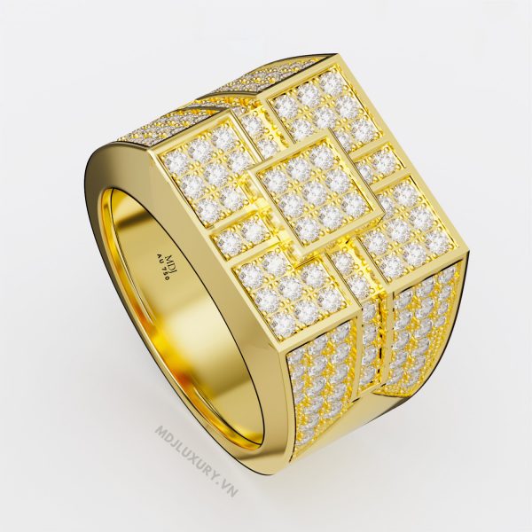 Nhẫn Nam Vàng 18 Đá Kim Cương Thiên Nhiên Cao Cấp NN284