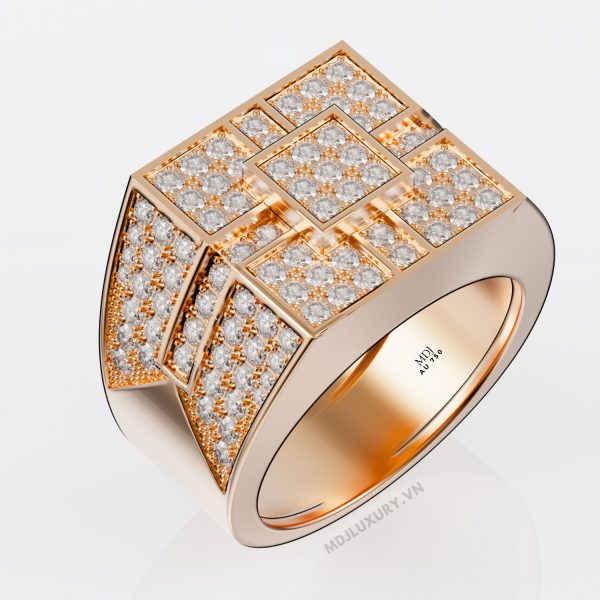 Nhẫn Nam Vàng 18 Đá Kim Cương Thiên Nhiên Cao Cấp NN284