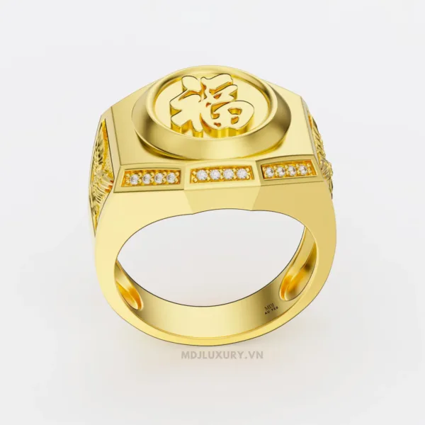 Nhẫn Nam Vàng Ta Chữ Phúc Vàng 24K – NN290A
