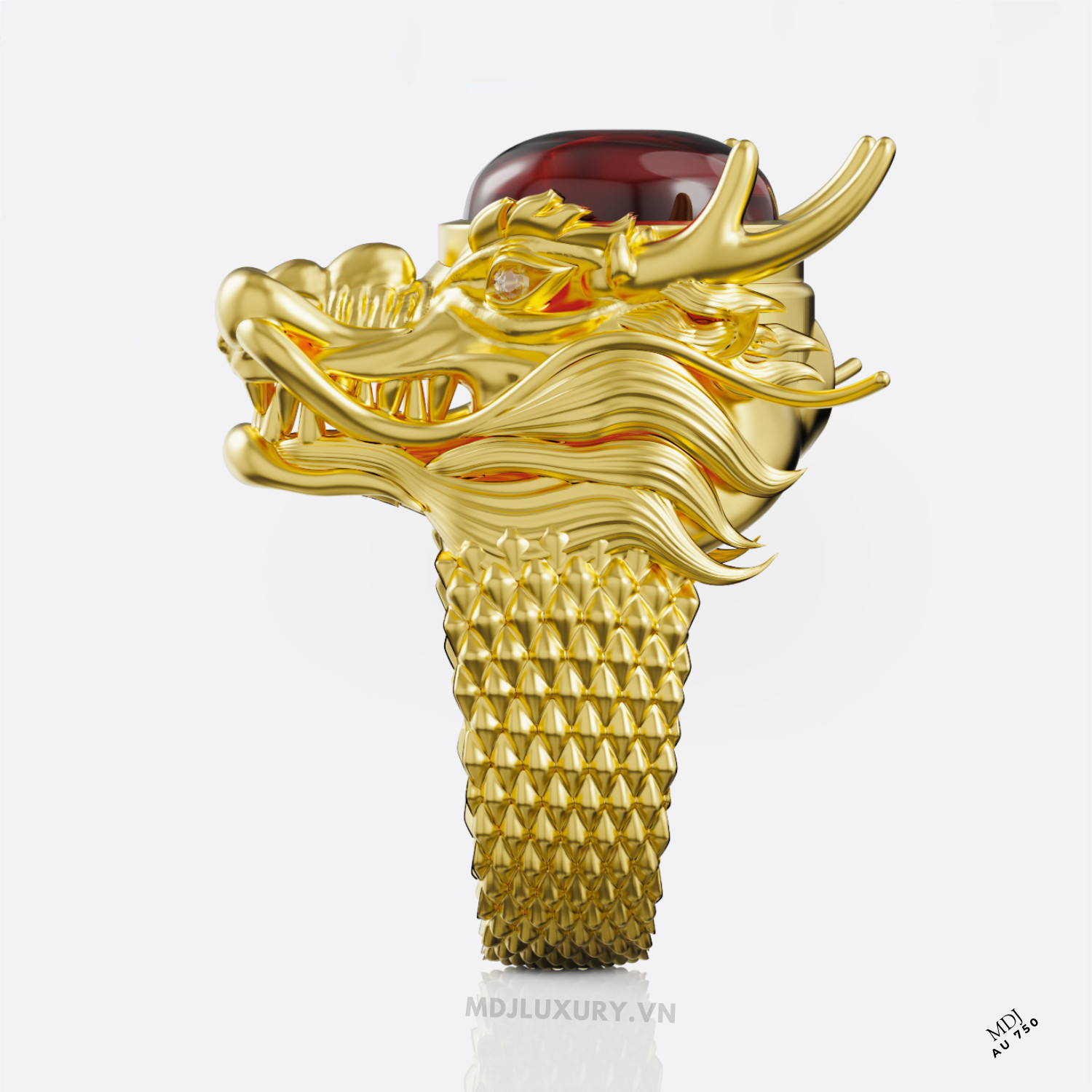 Nhẫn Nam Vàng Tây 18K, 14K Đầu Rồng MDJ NN295