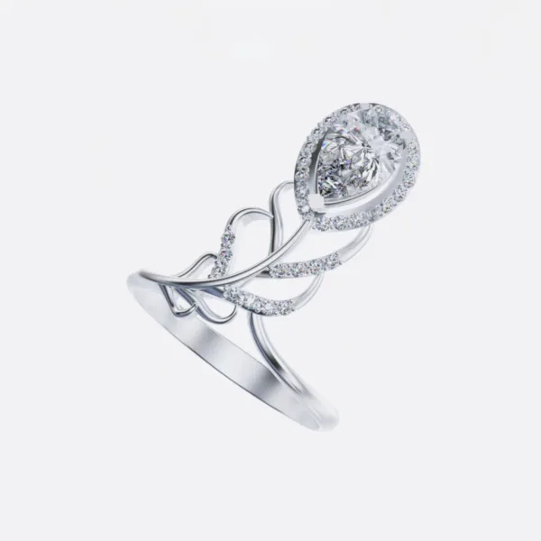 Nhẫn Nữ Vàng 18K Cánh Hoa Đá Ruby NNU156