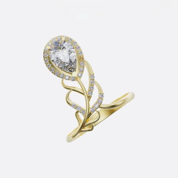 Nhẫn Nữ Vàng 18K Cánh Hoa Đá Ruby NNU156