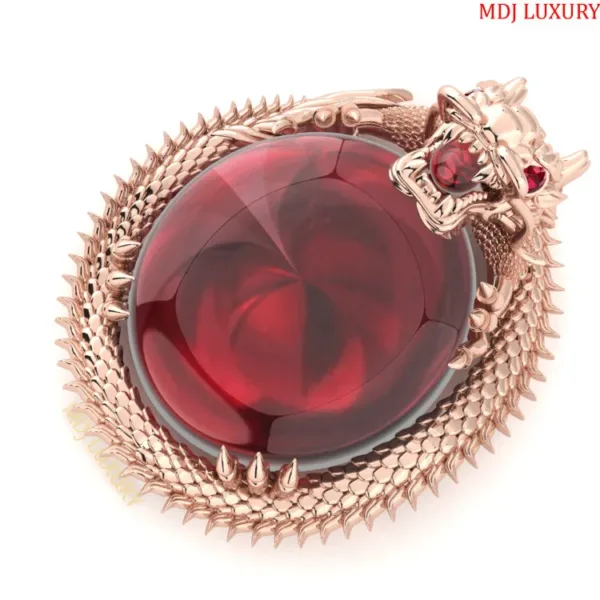 Mặt Dây Chuyền Nam Rồng Vàng Trắng - Đá Ruby MDC26