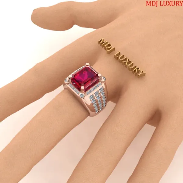 Nhẫn Nam Vàng 18 Đá Ruby Cao Cấp NN283