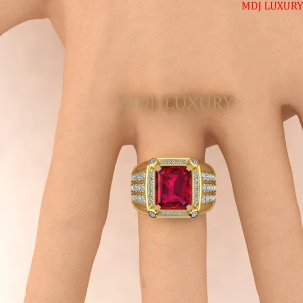 Nhẫn Nam Vàng 18 Đá Ruby Cao Cấp NN283