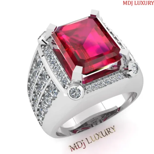 Nhẫn Nam Vàng 18 Đá Ruby Cao Cấp NN283