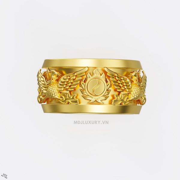 Nhẫn Nam Vàng 24K Vòng Xoáy Âm Dương Song Phượng- NN330