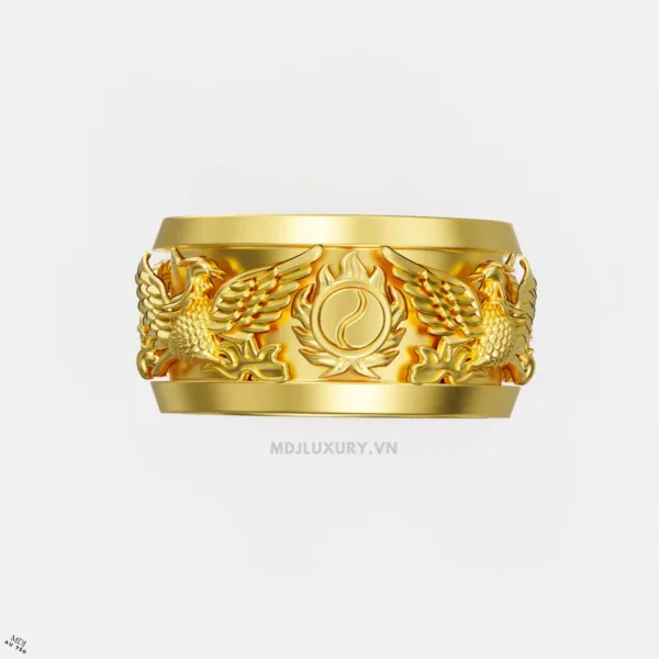 Nhẫn Nam Vàng 24K Vòng Xoáy Âm Dương Song Phượng- NN330