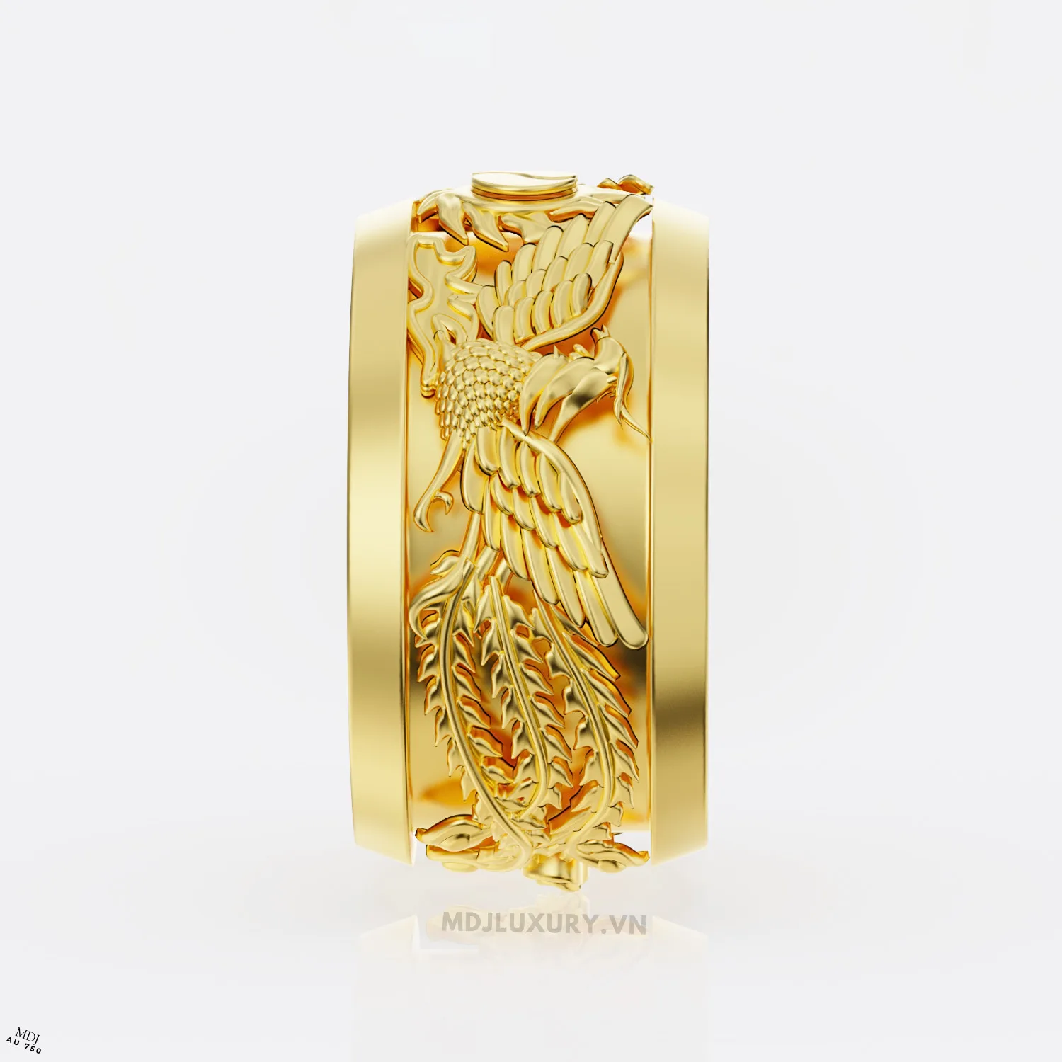 Nhẫn Nam Vàng 24K Vòng Xoáy Âm Dương Song Phượng- NN330