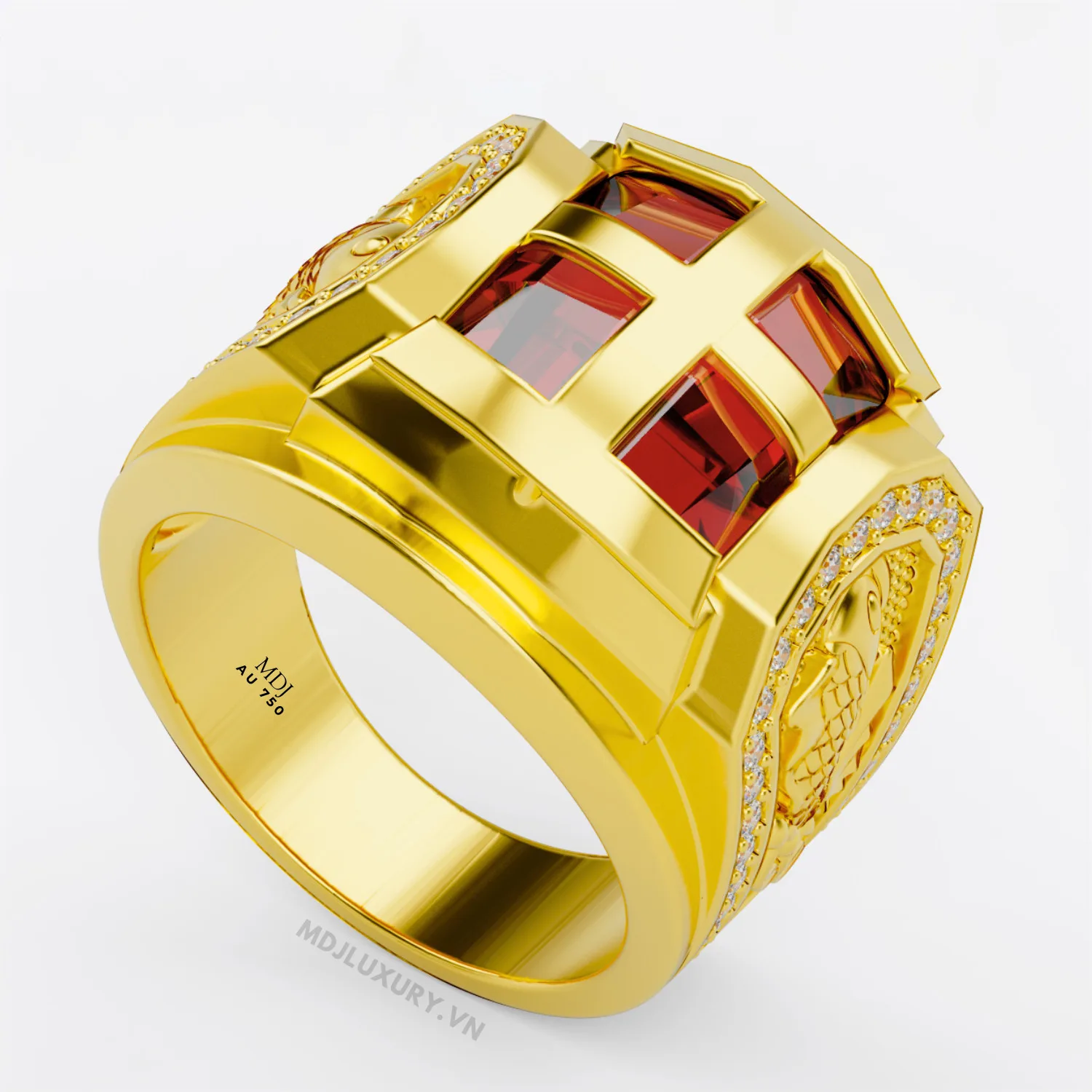 Nhẫn Nam Đá Ruby Cao Cấp Vàng Tây 18K – NN336