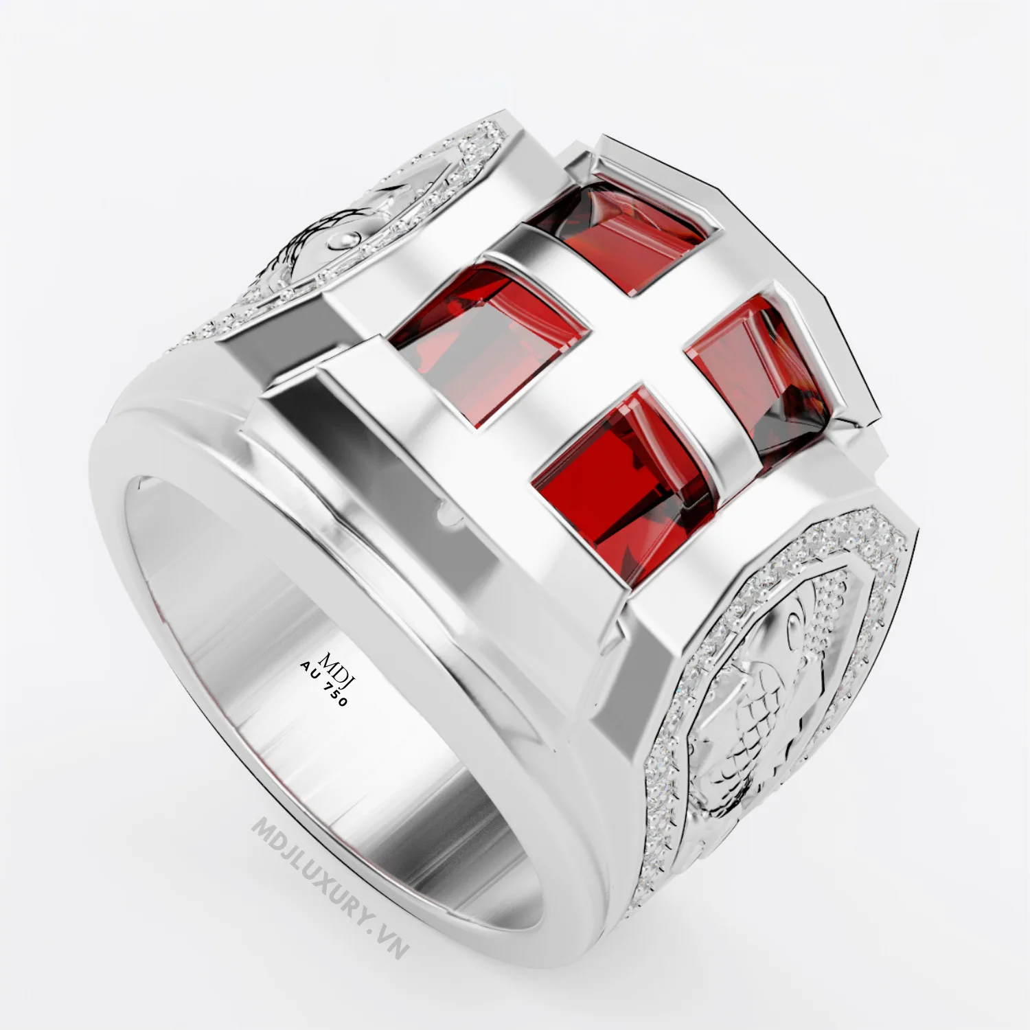 Nhẫn Nam Đá Ruby Cao Cấp Vàng Tây 18K – NN336