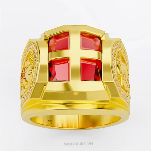Nhẫn Nam Đá Ruby Cao Cấp Vàng Tây 18K – NN336
