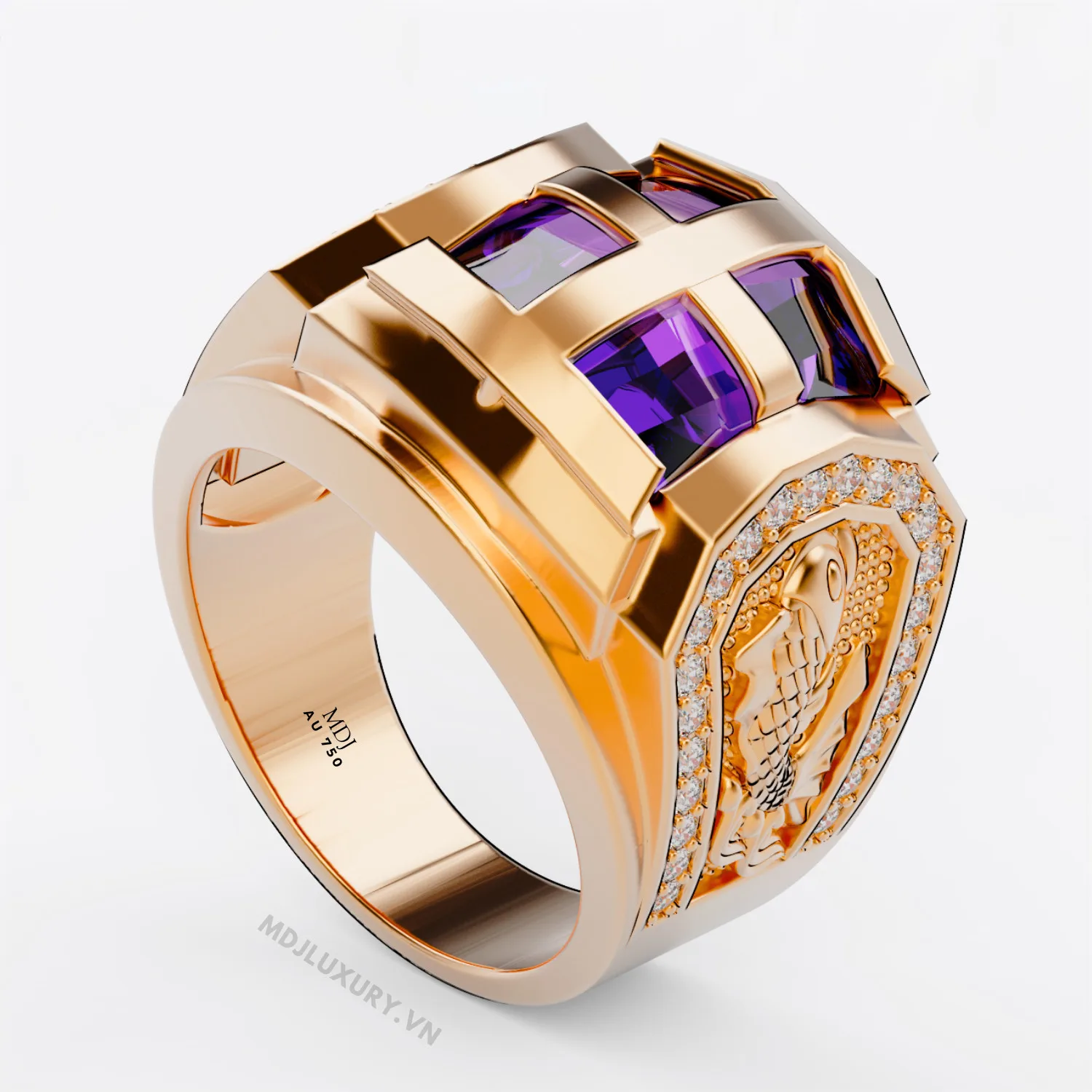Nhẫn Nam Đá Ruby Cao Cấp Vàng Tây 18K – NN336