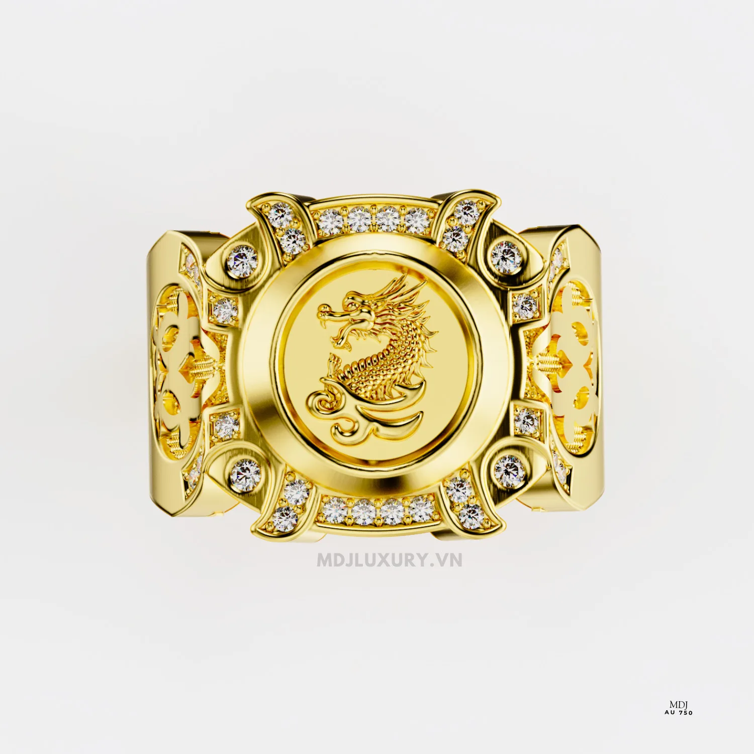 Nhẫn Nam Cao Cấp Mặt Rồng Vàng Tây 18K - NN337