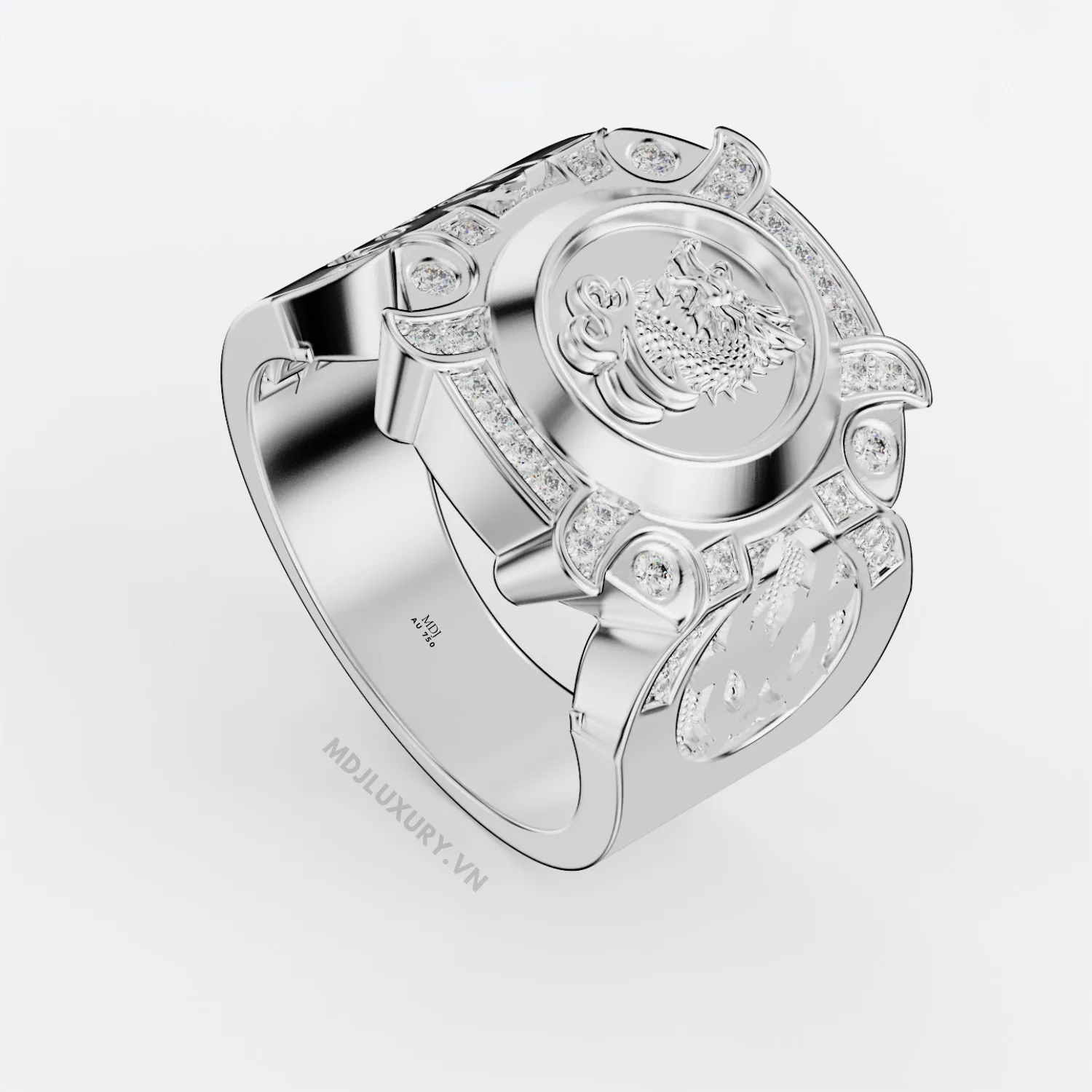 Nhẫn Nam Cao Cấp Mặt Rồng Vàng Tây 18K - NN337