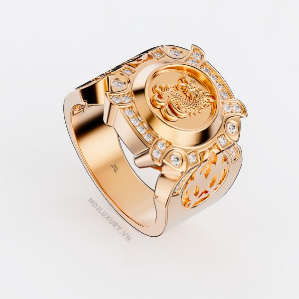 Nhẫn Nam Cao Cấp Mặt Rồng Vàng Tây 18K - NN337