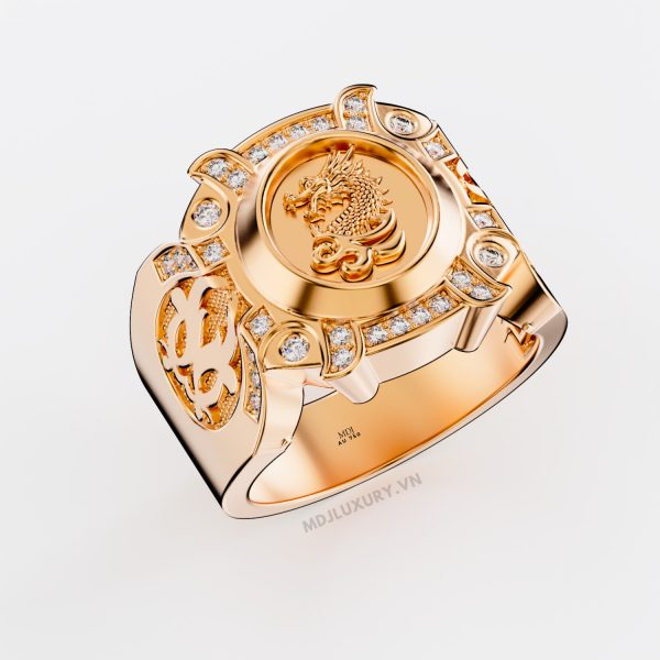 Nhẫn Nam Cao Cấp Mặt Rồng Vàng Tây 18K - NN337