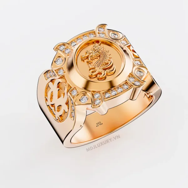Nhẫn Nam Cao Cấp Mặt Rồng Vàng Tây 18K - NN337