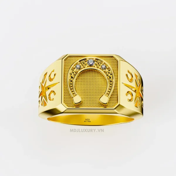 Nhẫn Nam Cao Cấp Mặt Móng Ngựa Tây 18K - NN338