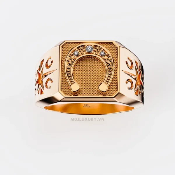 Nhẫn Nam Cao Cấp Mặt Móng Ngựa Tây 18K - NN338