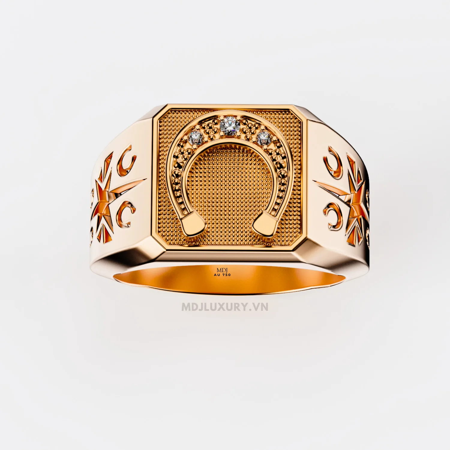 Nhẫn Nam Cao Cấp Mặt Móng Ngựa Tây 18K - NN338
