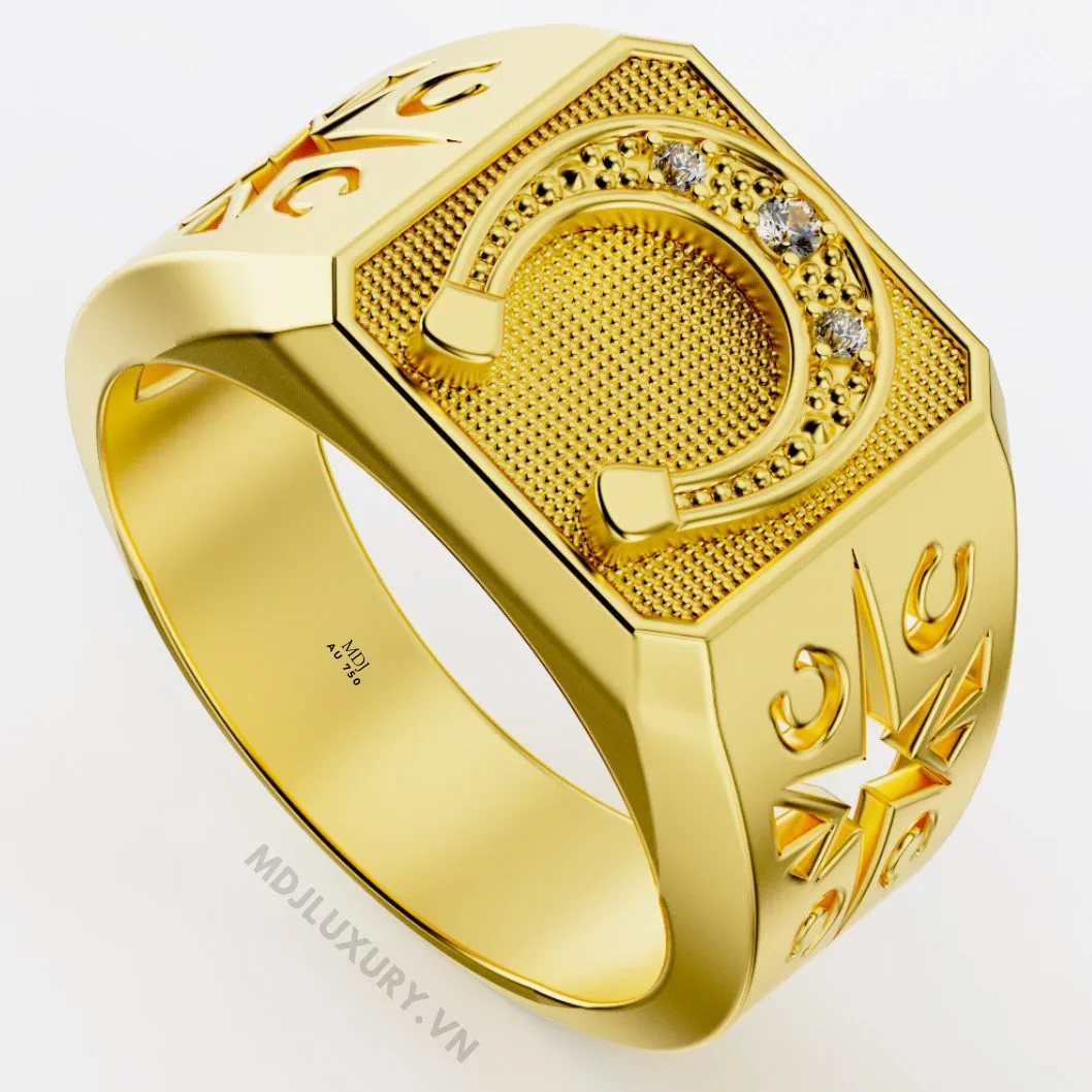 Nhẫn Nam Cao Cấp Mặt Móng Ngựa Tây 18K - NN338