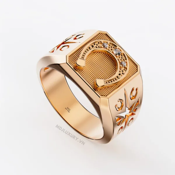 Nhẫn Nam Cao Cấp Mặt Móng Ngựa Tây 18K - NN338