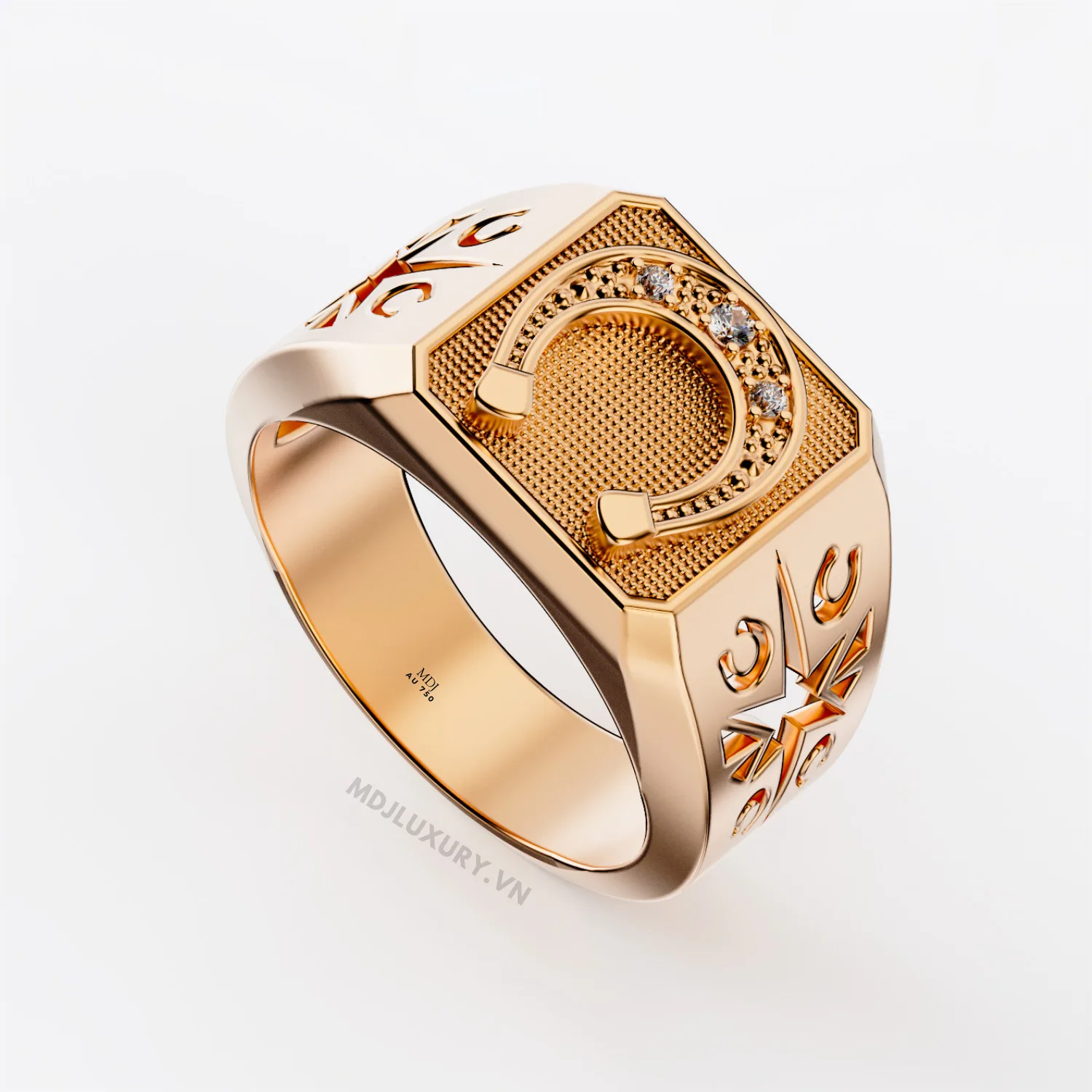 Nhẫn Nam Cao Cấp Mặt Móng Ngựa Tây 18K - NN338