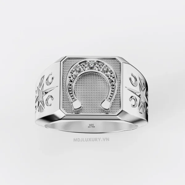 Nhẫn Nam Cao Cấp Mặt Móng Ngựa Tây 18K - NN338