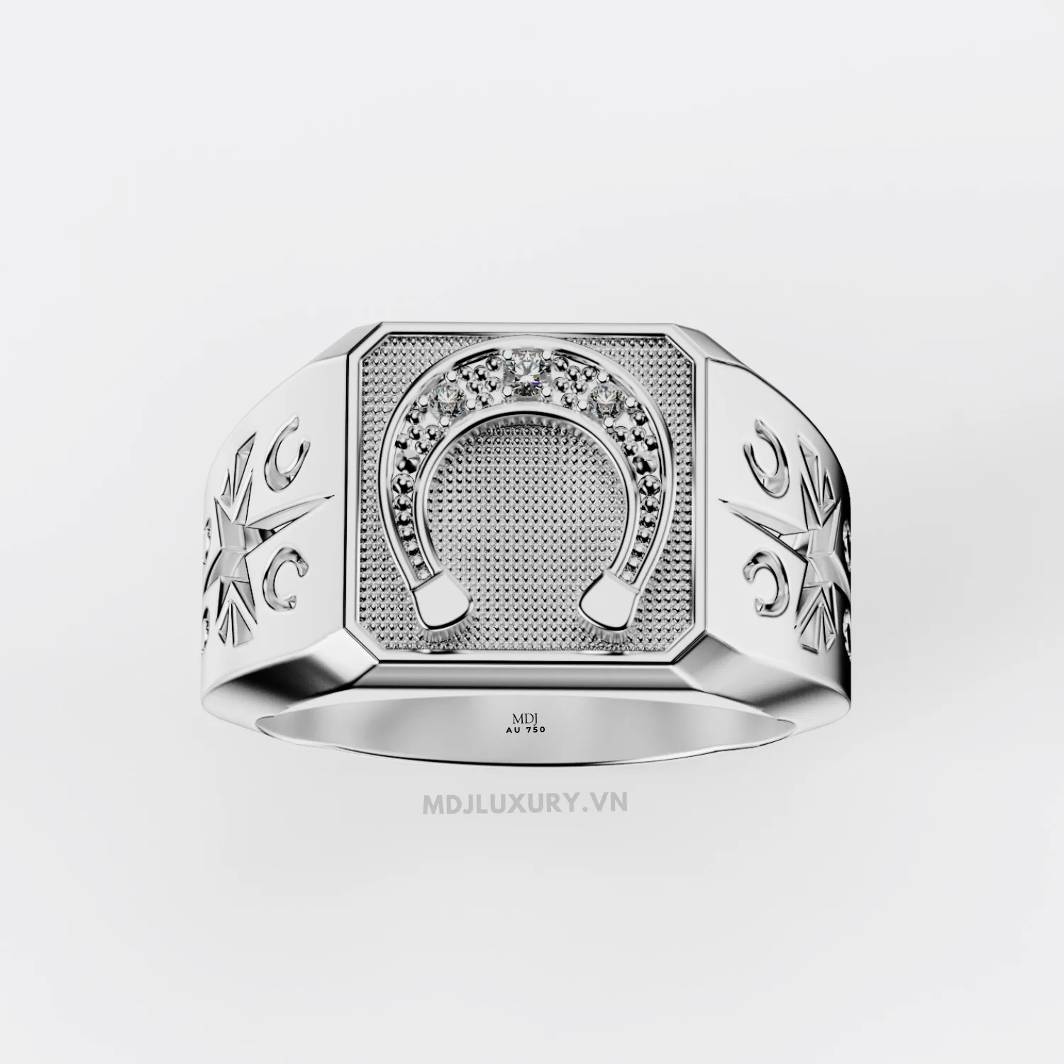 Nhẫn Nam Cao Cấp Mặt Móng Ngựa Tây 18K - NN338
