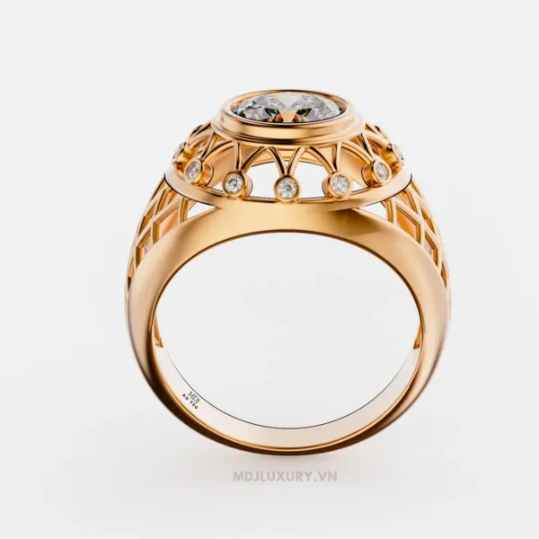 Nhẫn Nam Cao Cấp Kim Cương Đá Chủ Ruby Vàng Tây 18K - NN341