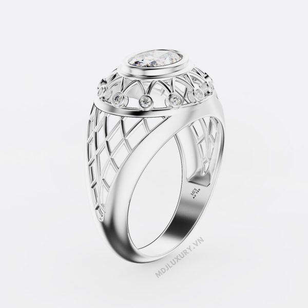 Nhẫn Nam Cao Cấp Kim Cương Đá Chủ Ruby Vàng Tây 18K - NN341