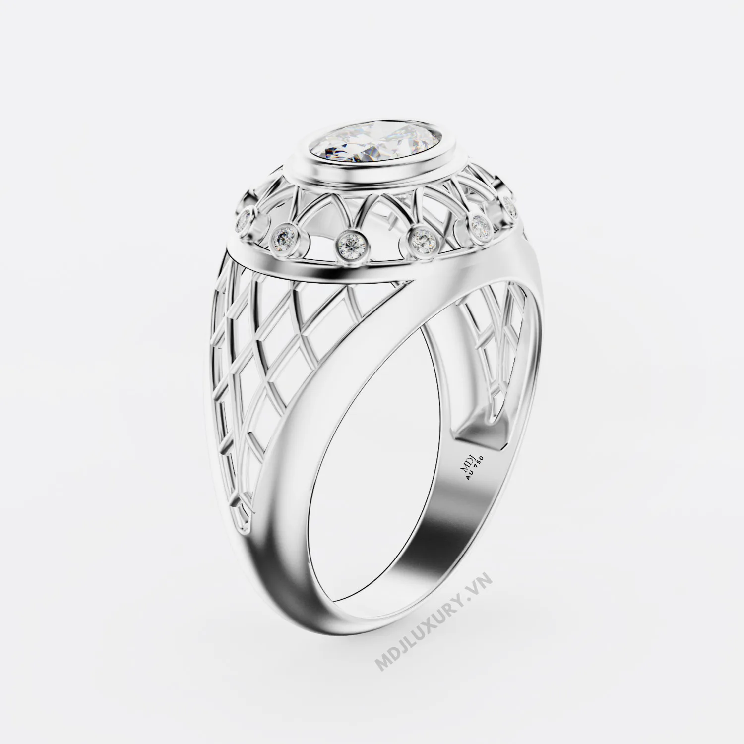 Nhẫn Nam Cao Cấp Kim Cương Đá Chủ Ruby Vàng Tây 18K - NN341