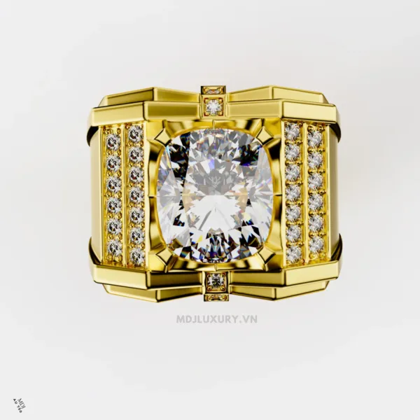 Nhẫn Nam Cao Cấp Đá Chủ Ruby Vàng Tây 18K - NN343