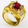 Nhẫn Nam Cao Cấp Đá Chủ Ruby Vàng Tây 18K - NN343