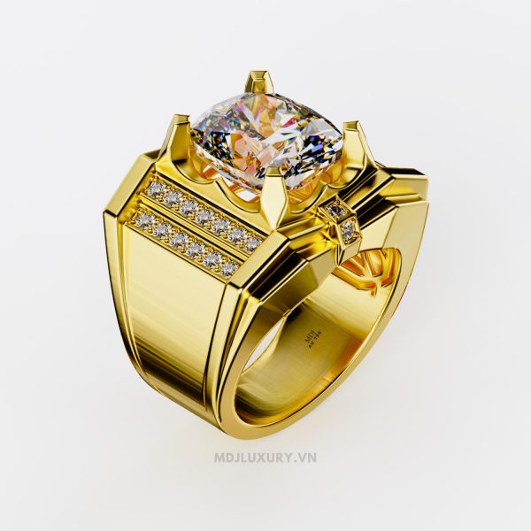 Nhẫn Nam Cao Cấp Đá Chủ Ruby Vàng Tây 18K - NN343