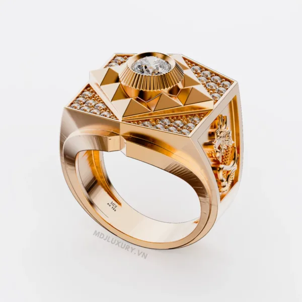 Nhẫn Nam Má Rồng Vàng 18K Đá Ruby Thiên Nhiên Cao Cấp - NN347