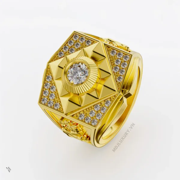 Nhẫn Nam Má Rồng Vàng 18K Đá Ruby Thiên Nhiên Cao Cấp - NN347