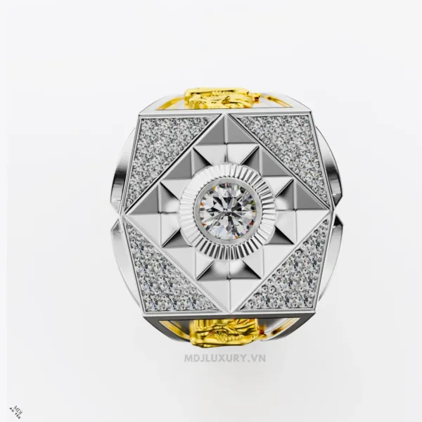 Nhẫn Nam Má Rồng Vàng 18K Đá Ruby Thiên Nhiên Cao Cấp - NN347