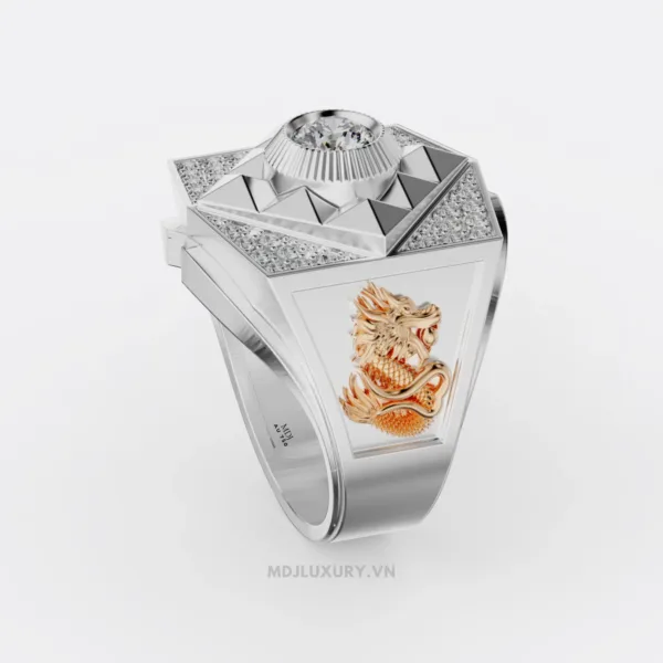 Nhẫn Nam Má Rồng Vàng 18K Đá Ruby Thiên Nhiên Cao Cấp - NN347