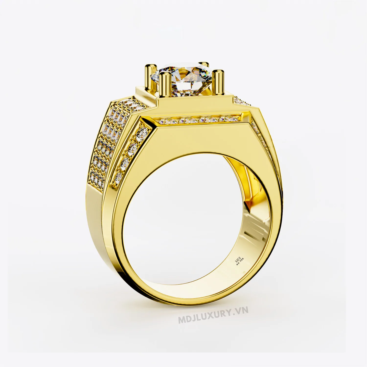 Nhẫn Nam Vàng Cao Cấp Đá Ruby 18K - NN352