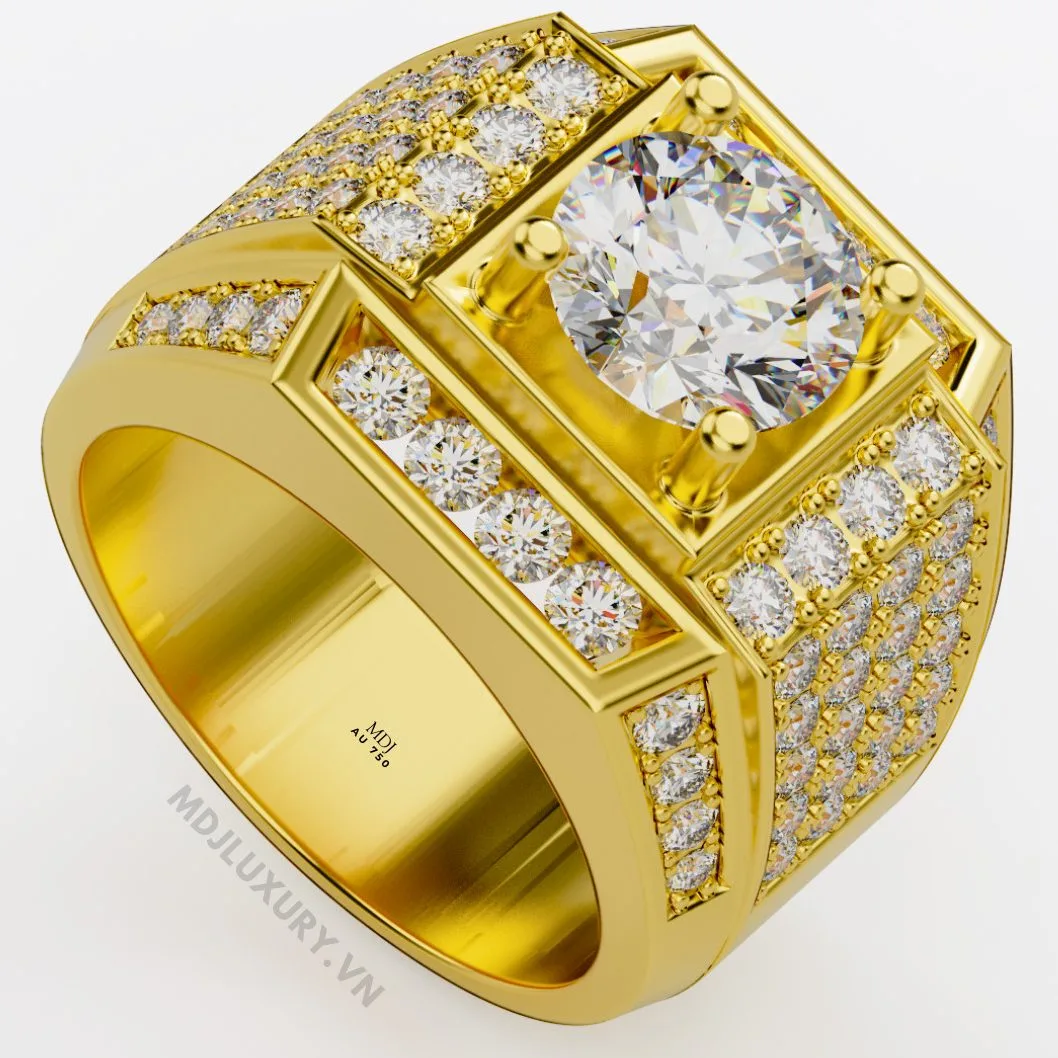 Nhẫn Nam Vàng Cao Cấp Đá Ruby 18K - NN352