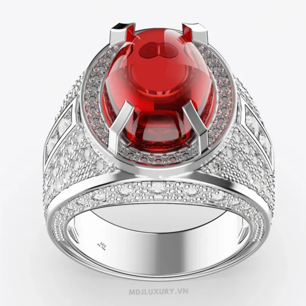 Nhẫn Nam Vàng 18K Cao Cấp MDJ Đá Ruby Sang trọng – NN354