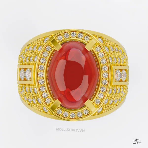 Nhẫn Nam Vàng 18K Cao Cấp MDJ Đá Ruby Sang trọng – NN354