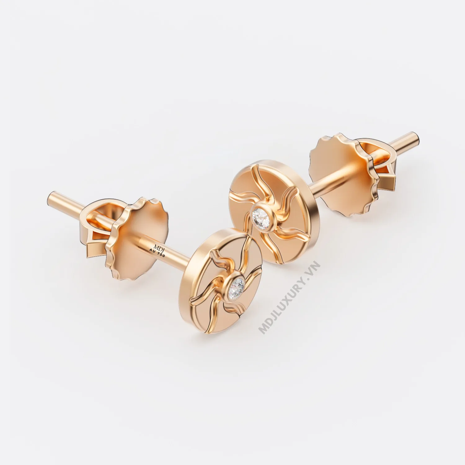 Hoa Tai Nam Vàng 14K Sunshine Diamond HT4