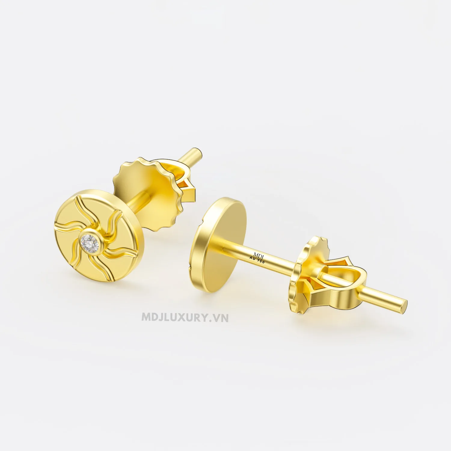 Hoa Tai Nam Vàng 14K Sunshine Diamond HT4