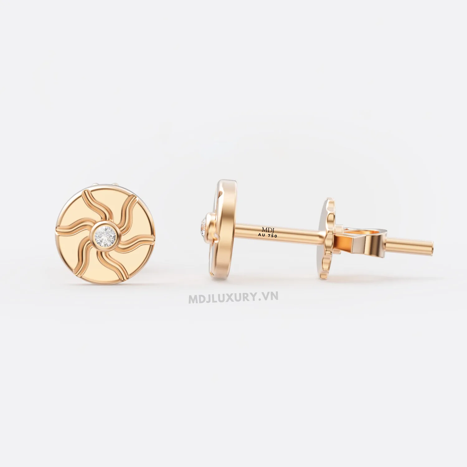 Hoa Tai Nam Vàng 14K Sunshine Diamond HT4