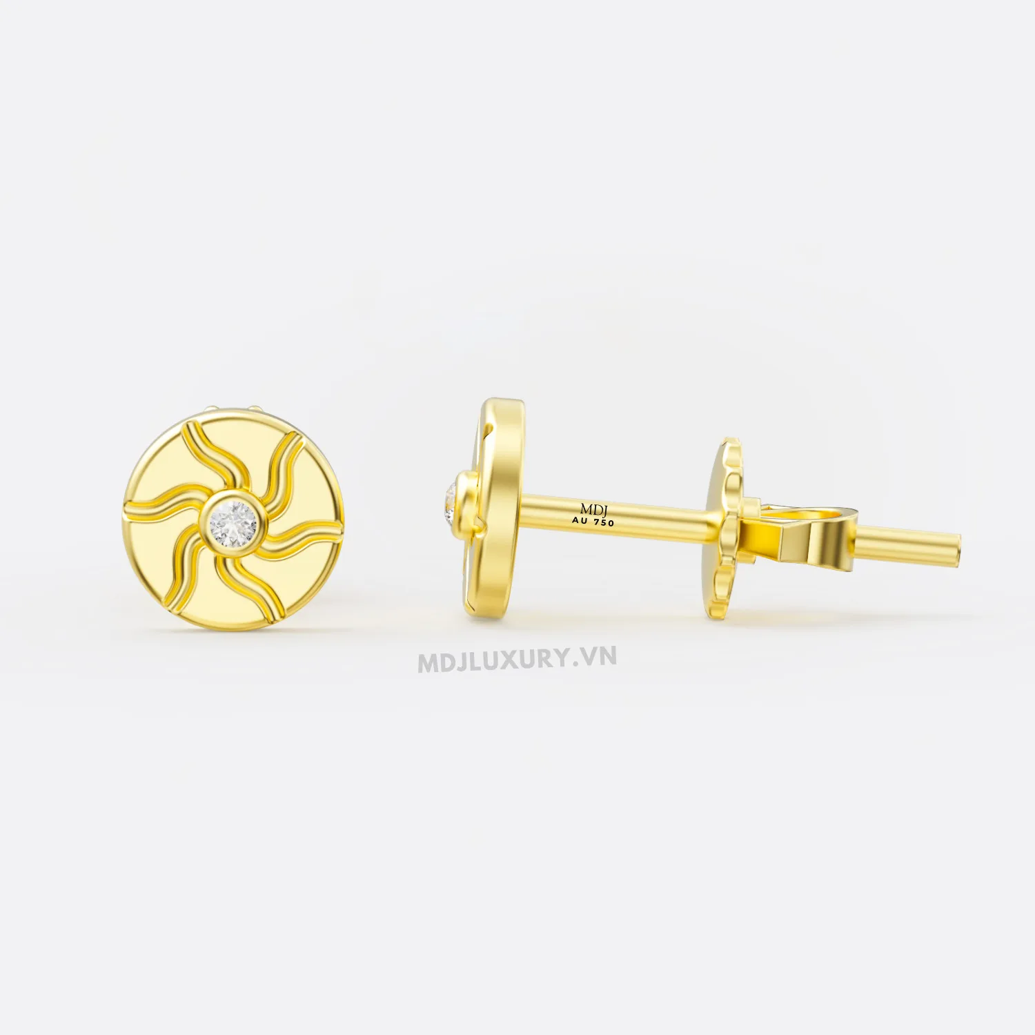 Hoa Tai Nam Vàng 14K Sunshine Diamond HT4