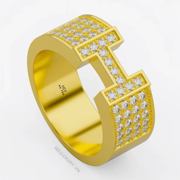 Nhẫn vàng nam chữ H Kim Cương NN177