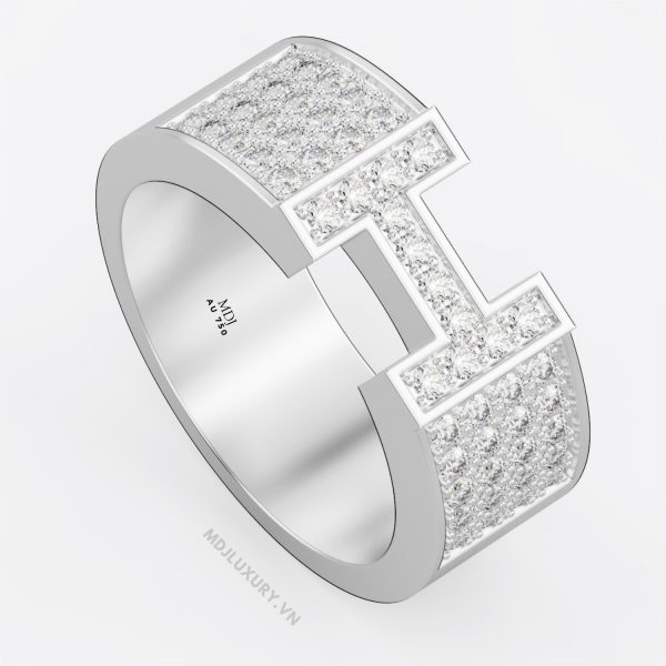 Nhẫn vàng nam chữ H Kim Cương NN177